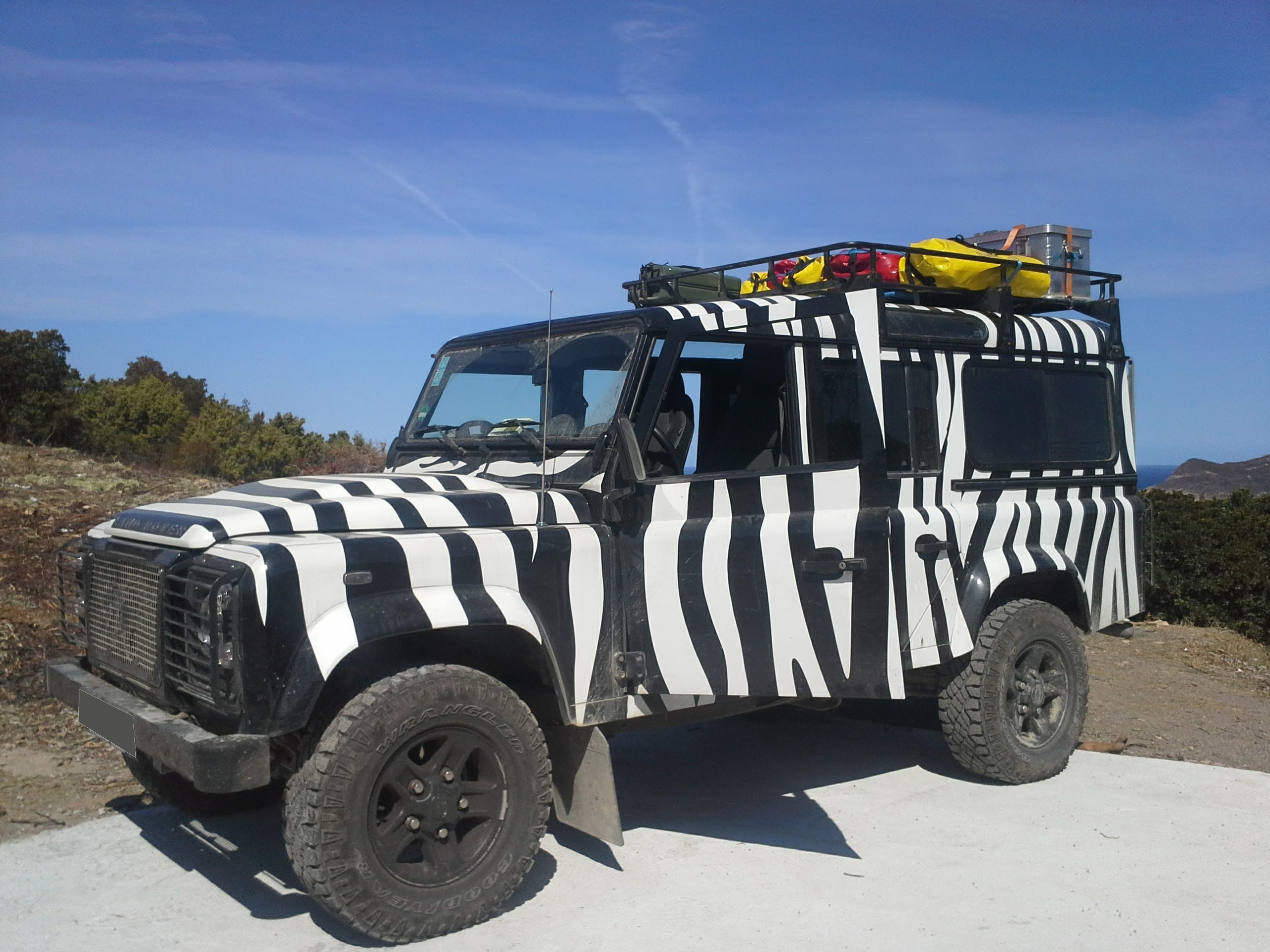 Land Rover Defender im Zebra-Look